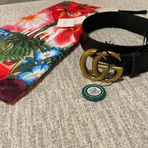 Gucci GG Wide Faded Leather Belt